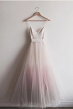 Promfast Chic Ombre Prom Dresses Spaghetti Straps A line Floor length Long Prom Dress HZ0527