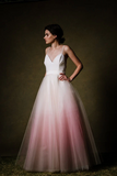 Promfast Chic Ombre Prom Dresses Spaghetti Straps A line Floor length Long Prom Dress HZ0527