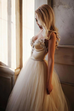 Promfast A Line Straps Floor Length Beading Wedding Dress Long Bridal Gown HZ0527