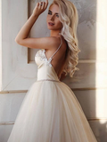 Promfast A Line Straps Floor Length Beading Wedding Dress Long Bridal Gown HZ0527