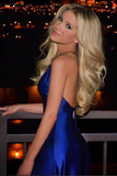 Promfast Simple Royal Blue Satin Deep V Neck Long Prom Dresses, Evening Dress HZ0527