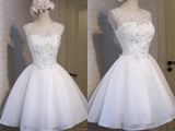 Promfast White Lace Open Back Sexy Homecoming Prom Dresses, Cheap Homecoming Dresses HZ0527
