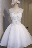 Promfast White Lace Open Back Sexy Homecoming Prom Dresses, Cheap Homecoming Dresses HZ0527