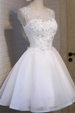 Promfast White Lace Open Back Sexy Homecoming Prom Dresses, Cheap Homecoming Dresses HZ0527