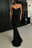 Promfast Sparkle Black Mermaid V neck Spaghetti Strapes Sequins Long Prom Dresses HZ0527