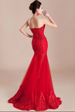 Promfast Decent Long Mermaid Lace Sweetheart Prom Dress with Appliques and Beading HZ0527