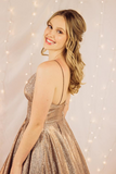 Promfast Glitter Spaghetti Straps V Neck Long Prom Dresses Women Dress HZ0527