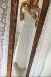 Promfast A Line V Neck Top Lace Spaghetti Straps Wedding Dresses, Bridal Gown HZ0527