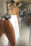 Promfast A Line V Neck Top Lace Spaghetti Straps Wedding Dresses, Bridal Gown HZ0527