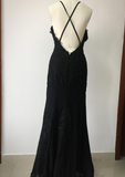 Black Backless lace Sexy mermaid beautiful Long Prom Dress HZ0527