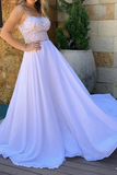 Promfast Simple Flowy Long Two Pieces Lace Chiffon Beach Wedding Dresses HZ0527