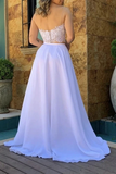Promfast Simple Flowy Long Two Pieces Lace Chiffon Beach Wedding Dresses HZ0527