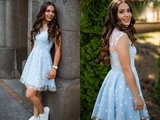 Promfast Delicate Lace Scoop Short A line Homecoming Dresses HZ0527