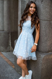 Promfast Delicate Lace Scoop Short A line Homecoming Dresses HZ0527