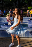 Promfast Delicate Lace Scoop Short A line Homecoming Dresses HZ0527