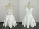 Promfast Cute Spaghetti Straps V Neck Knee Length Short Prom Dress, Homecoming Dress HZ0527