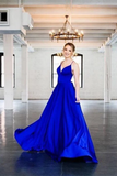 Promfast Chic A Line Spaghetti Straps V Neck Prom Dresses Evening Dresses HZ0527
