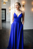 Promfast Chic A Line Spaghetti Straps V Neck Prom Dresses Evening Dresses HZ0527