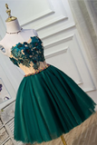 Promfast Chic A Line Sweetheart Modest Dark Green Modest Short Prom Dress Homecoming Dress HZ0527