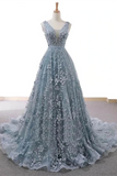 Promfast Chic African Lace Prom Dress A Line 3D Floral Prom Gown HZ0527