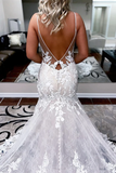 Promfast Romantic A line Spaghetti Straps Lace Wedding Dress Tulle Applique Bridal Gowns HZ0527