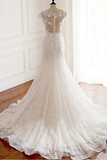 Promfast Chic Trumpet Mermaid Wedding Dresses Long Modest Cheap Wedding Dress With Lace HZ0527
