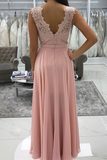 Promfast Delicate Chiffon V Neck Neckline A Line Prom Dresses With Beaded Appliques HZ0527