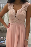 Promfast Delicate Chiffon V Neck Neckline A Line Prom Dresses With Beaded Appliques HZ0527