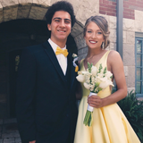Promfast A Line V Neck Yellow Prom Dresses, Yellow V Neck Formal Graduation Evening Dresses HZ0527