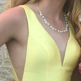 Promfast A Line V Neck Yellow Prom Dresses, Yellow V Neck Formal Graduation Evening Dresses HZ0527
