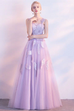Promfast Chic Lilac Prom Dress A line Applique Modest Long Prom Dress Evening Dress HZ0527