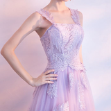 Promfast Chic Lilac Prom Dress A line Applique Modest Long Prom Dress Evening Dress HZ0527