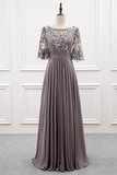 Promfast A line Chiffon Half Sleeves Cheap Mother of the Bride Dresses With Sequins HZ0527