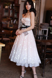 Promfast Sparkly Spaghetti Strap Tulle Star Homecoming Dress HZ0527