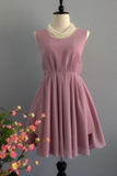 Promfast Backless Dusty Rose Homecoming Dresses Chiffon Short Bridesmaid Dress HZ0527