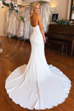 Strapless Chapel Train Mermaid Long Satin Wedding Dresses HZ0527