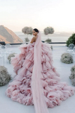 Gorgeous Pink Layers Tulle Ball Gown Wedding Dresses, Bridal Gown HZ0527