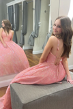 Shimmering Sequin Lace Straps Neckline A Line Prom Dress With Pockets HZ0527