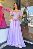 Strapless Lilac Tulle Long Evening Dress A-Line Floor Length Prom Dress HZ0527