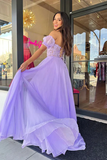 Strapless Lilac Tulle Long Evening Dress A-Line Floor Length Prom Dress HZ0527