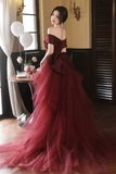 Elegant Off Shoulder Mermaid Burgundy Long Prom Dress, Mermaid Burgundy Formal Dress HZ0527