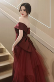 Elegant Off Shoulder Mermaid Burgundy Long Prom Dress, Mermaid Burgundy Formal Dress HZ0527