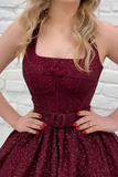 Shiny Halter Open Back Burgundy Prom Dresses Long, Open Back Maroon Formal Evening Dresses HZ0527