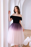 A Line Off the Shoulder Lovely Ombre Tulle Homecoming Dress HZ0527