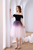 A Line Off the Shoulder Lovely Ombre Tulle Homecoming Dress HZ0527