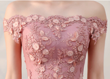 Chic A Line Off The Shoulder Tulle Pink Charming Short Prom Dress Homecoming Dress HZ0527