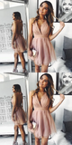 Halter Deep V Neck Backless Short Tulle Homecoming Dresses HZ0527