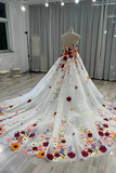 Glam Fairy Tulle Sweetheart 3D Floral Flowers Wedding Dress, Floral Formal Dress HZ0527