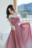 Beautiful Gradient Floor Length A Line Prom Dress, Off the Shoulder Evening Party Dress HZ0527