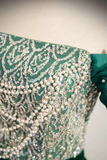 A Line Velvet Sequin Beads Green Long Prom Dress, Green Velvet Long Formal Dress HZ0527